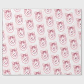 Aangepaste lint coquette met initiële roze strik cadeaupapier (Vlak)