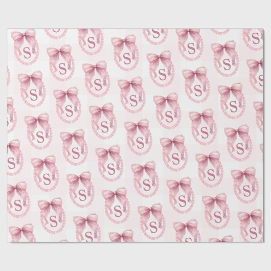 Aangepaste lint met initiële roze strik cadeaupapier (Vlak)