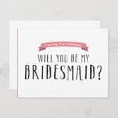 Aangepaste lintkleur - bruidsmeisje voorstel uitnodiging briefkaart (Voorkant / Achterkant)