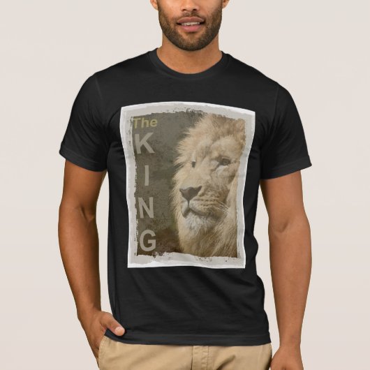 Aangepaste lion elegant moderne zwarte Sjabloon T-shirt (Voorkant)