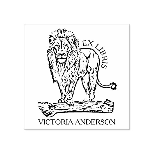 Aangepaste Lion Ex Libris-boekplaat Rubberstempel (Afrduk)