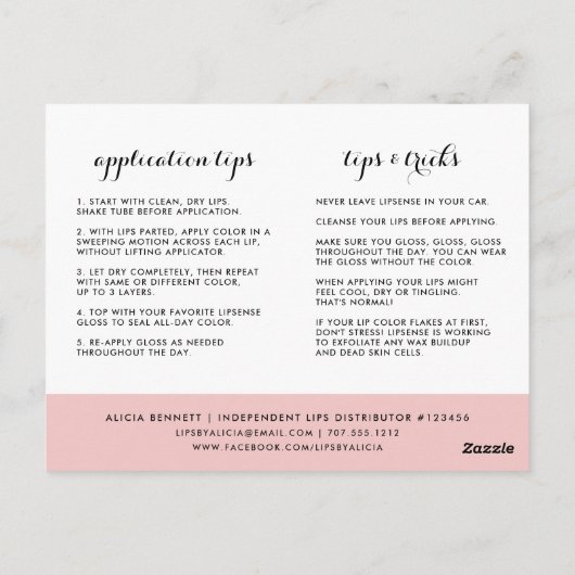 Aangepaste lip Product Distributor Tips & Tricks Briefkaart (Achterkant)