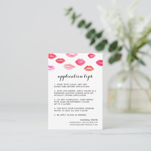 Aangepaste lip Product Distributor Tips & Tricks Visitekaartje (Staand voorkant)