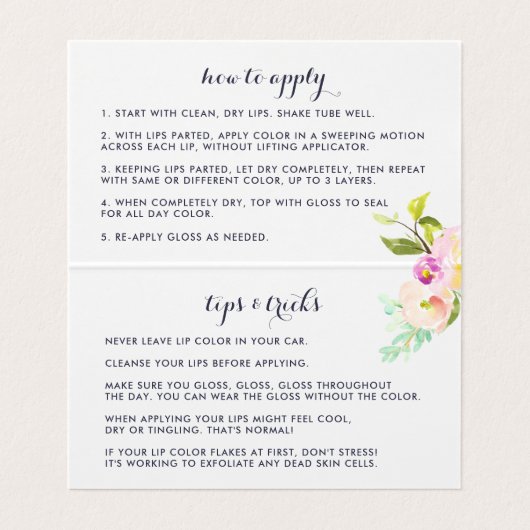 Aangepaste lip Product Distributor Tips & Tricks Visitekaartje (Binnenkant ongevouwen)