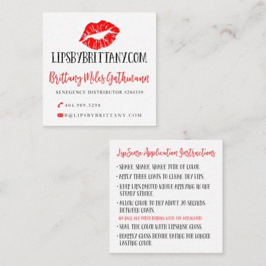 Aangepaste LipSense-Visitekaartjes Vierkante Visitekaartje (Voorkant / Achterkant)