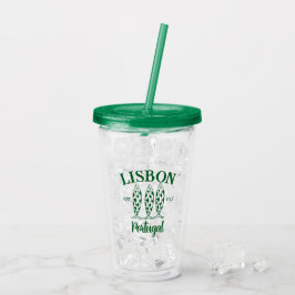 Aangepaste Lissabon Portugal Est Tekst Wit Acryl Drinkbeker