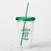 Aangepaste Lissabon Portugal Est Tekst Wit Acryl Drinkbeker (Achterkant)