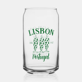 Aangepaste Lissabon Portugal Est Tekst Wit Blikvorm Glas