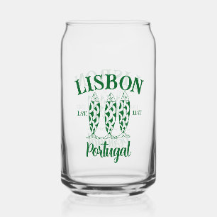 Aangepaste Lissabon Portugal Est Tekst Wit Blikvorm Glas