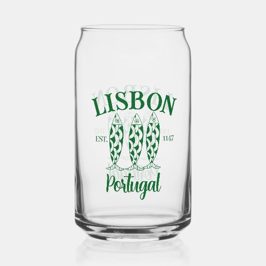 Aangepaste Lissabon Portugal Est Tekst Wit Blikvorm Glas (Achterkant)