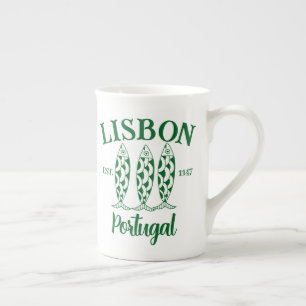 Aangepaste Lissabon Portugal Est Tekst Wit Porselein Kop