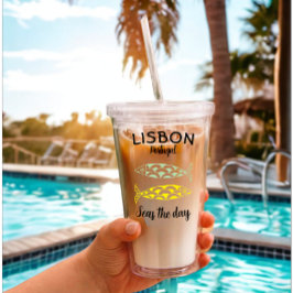Aangepaste Lissabon Portugal Kustreis Groene vis Acryl Drinkbeker