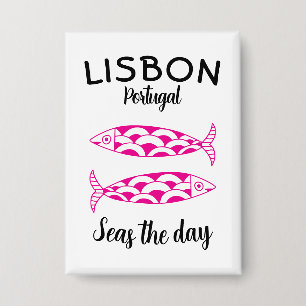 Aangepaste Lissabon Portugal Kustreis Groene vis Button
