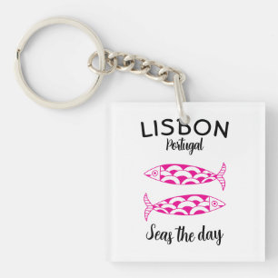Aangepaste Lissabon Portugal Kustreis Groene vis Sleutelhanger