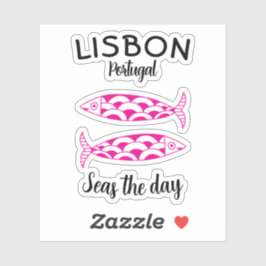 Aangepaste Lissabon Portugal Kustreis Groene vis Sticker