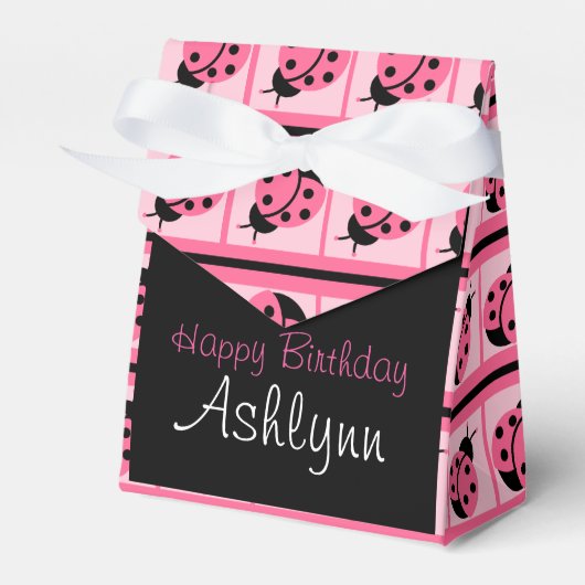 Aangepaste "Little Lady Bug"-voordak Bedankdoosjes (Voorkant Zijde)