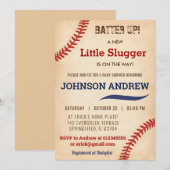 Aangepaste Little Slugger Baseball Baby shower Kaart (Voorkant / Achterkant)