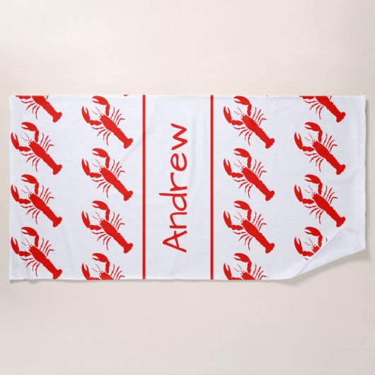 Aangepaste Lobster Beach Towel Strandlaken (Voorkant)
