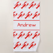 Aangepaste Lobster Beach Towel Strandlaken (Voorkant)