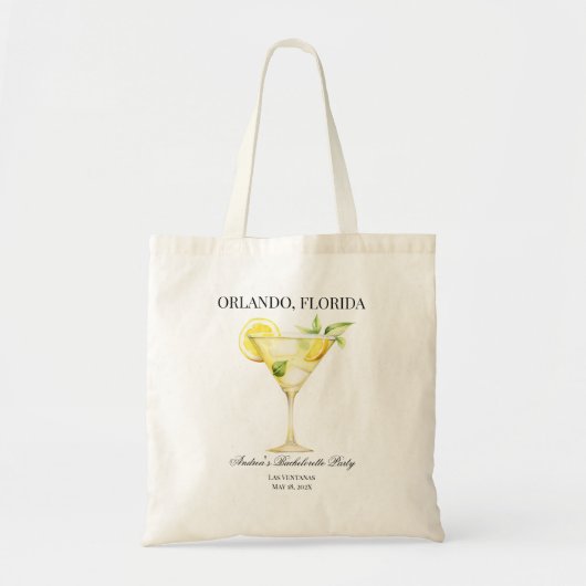 Aangepaste locatie citroen cocktail bruiloft tote bag (Voorkant)
