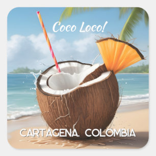 Aangepaste Locatie Coco Loco Vierkante Sticker