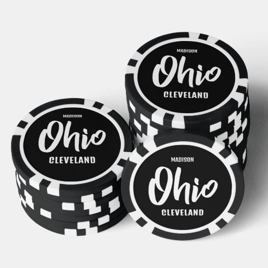 Aangepaste locatie, naam en kleur Ohio Poker Chips (Opstapeling)