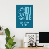 Aangepaste locatie Scuba Diving Poster (Thuiskantoor)
