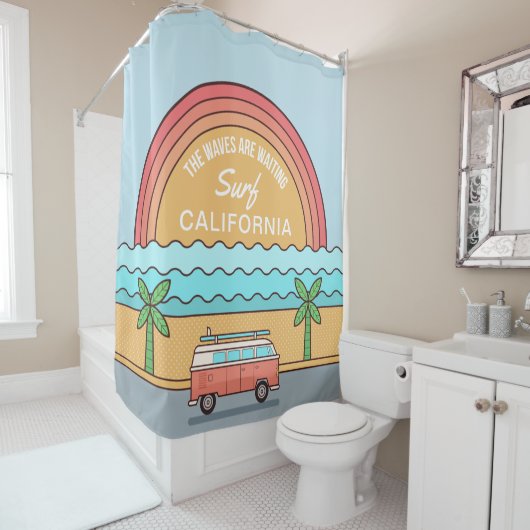 Aangepaste locatie Surfer douchegordijn (In situ)