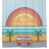 Aangepaste locatie Surfer douchegordijn (Voorkant)