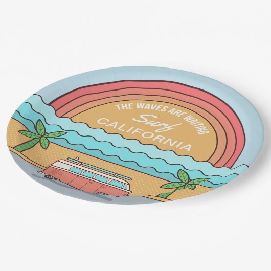 Aangepaste locatie Surfer papieren borden Papieren Bordje (Gekanteld)