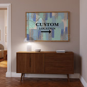 Aangepaste Locatie Teken Preppy Dorm Decor Blauw Poster