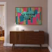 Aangepaste Locatie Teken Preppy Dorm Decor Blauw/R Poster