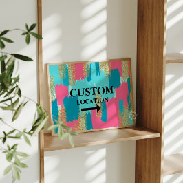 Aangepaste Locatie Teken Preppy Dorm Decor Blauw/R Poster