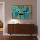 Aangepaste Locatie Teken Preppy Dorm Decor Blauwgr Poster