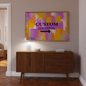 Aangepaste Locatie Teken Preppy Dorm Decor Paarse/ Poster