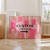 Aangepaste Locatie Teken Preppy Dorm Decor Roze Poster