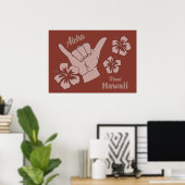 Aangepaste locatie, tekst & kleur Shaka Poster (Thuiskantoor)