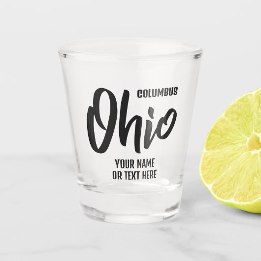 Aangepaste locatie & tekst Ohio Shot Glas (Voorkant)