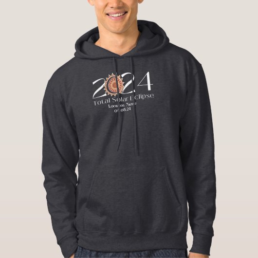 Aangepaste locatie Totale Zonsverduistering 2024 B Hoodie (Voorkant)