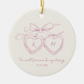 Aangepaste Locket voor Paar Jubileum Initiaal Foto Keramisch Ornament (Voorkant)