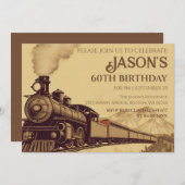 Aangepaste  locomotief 60e verjaardag uitnodiging (Voorkant / Achterkant)