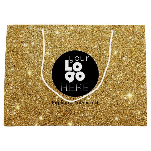 Aangepaste Logo 14k Gold Glitter XL Papieren boods Groot Cadeauzakje (Voorkant)