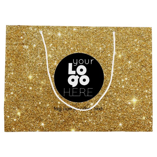 Aangepaste Logo 14k Gold Glitter XL Papieren boods Groot Cadeauzakje (Achterkant)