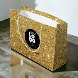 Aangepaste Logo 14k Gold Glitter XL Papieren boods Groot Cadeauzakje