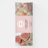 Aangepaste Logo 2 Foto's Blush Pink Bakery Busines Spandoek (Verticaal)
