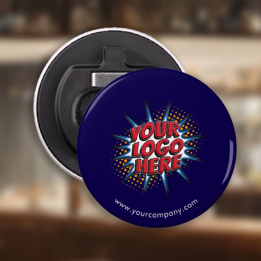 Aangepaste Logo, Aangepaste tekst, blauw Button Flesopener