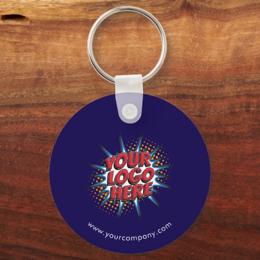 Aangepaste Logo, Aangepaste tekst, blauw Sleutelhanger (Voorkant)