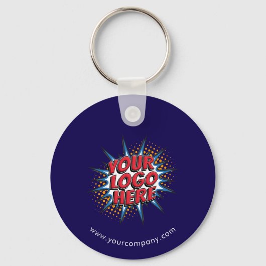 Aangepaste Logo, Aangepaste tekst, blauw Sleutelhanger (Achterkant)