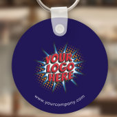 Aangepaste Logo, Aangepaste tekst, blauw Sleutelhanger