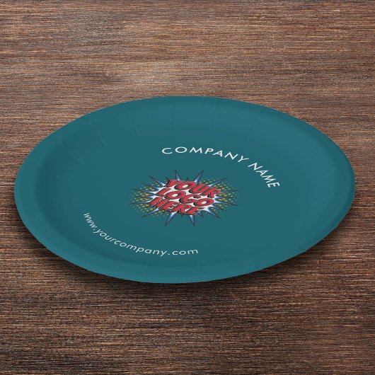 Aangepaste Logo, Aangepaste tekst, Blauwgroen Papieren Bordje